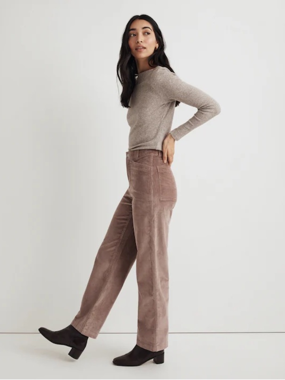 Madewell Emmett Corduroy Wide Leg Pants tan Brown size 31 stretch classic